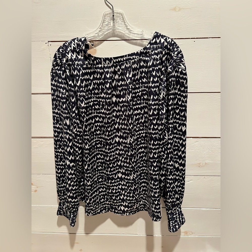 Ryegrass XXL woman’s Patterned Top, navy and white pullover blouse, EUC, work - Picture 2 of 8